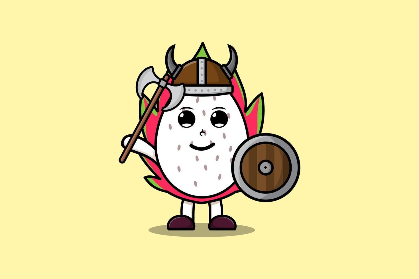 personnage de dessin animé mignon fruit du dragon pirate viking vecteur