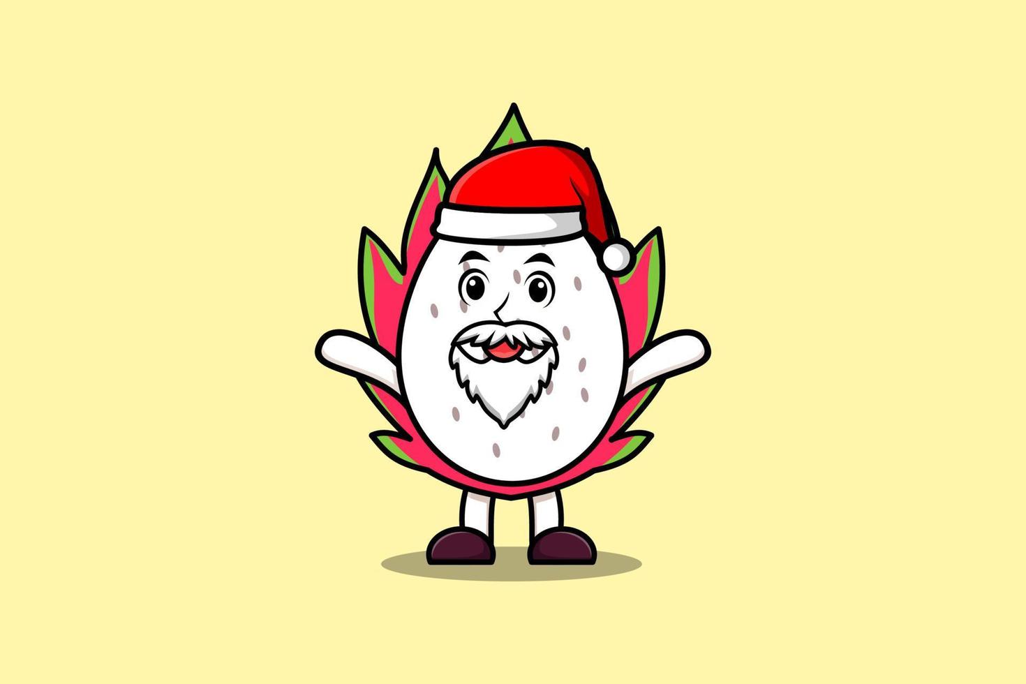 personnage de mascotte de dessin animé fruit du dragon père noël vecteur