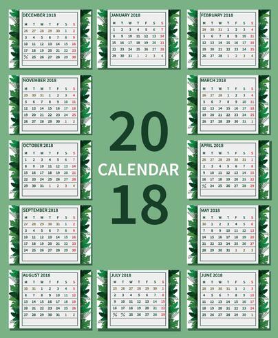 Illustration de calendrier imprimable vert gratuit vecteur