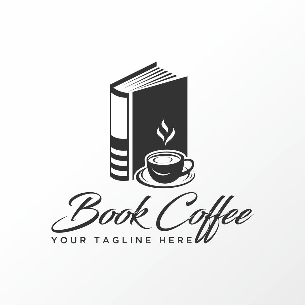 livre 3d simple et unique et image de tasse de café graphique icône logo design abstrait concept vecteur stock. peut être utilisé comme symbole lié à la lecture ou à la boisson