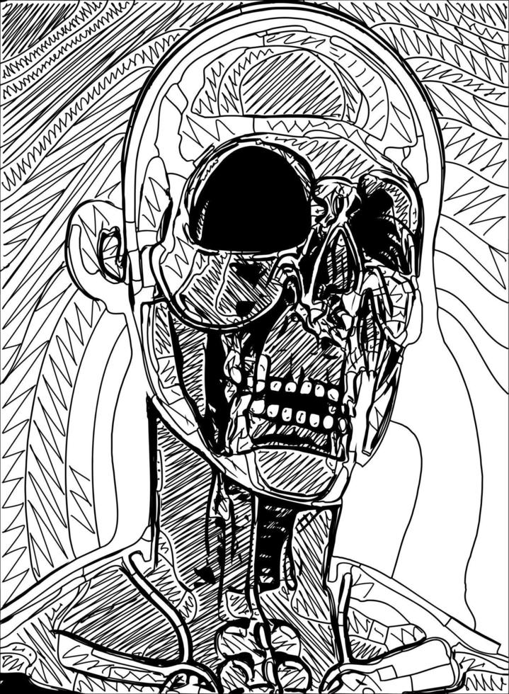 illustration vectorielle de dessin animé de visage de crâne vecteur