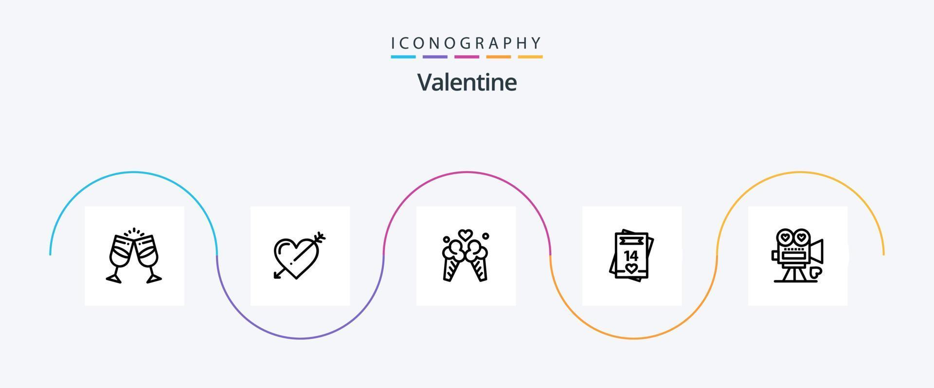 pack d'icônes de la ligne 5 de la saint-valentin, y compris l'amour. valentines. l'amour. Valentin. l'amour vecteur