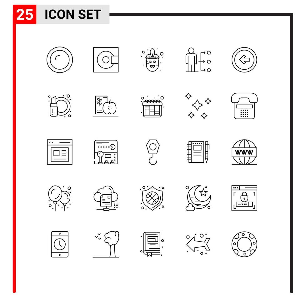 ensemble de pictogrammes de 25 lignes simples de produits de lien utilisateur connect mardi gras éléments de conception vectoriels modifiables vecteur