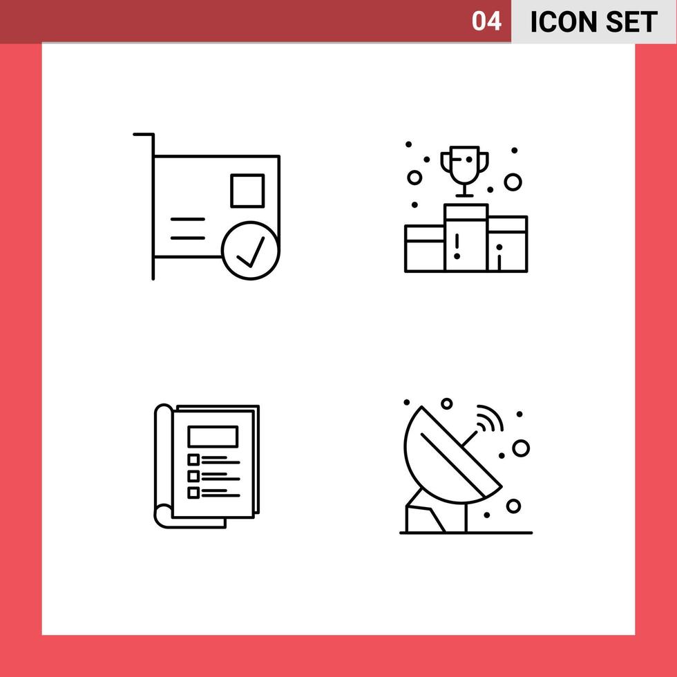 ensemble de pictogrammes de 4 couleurs plates simples remplies de dispositifs de numéro de carte ensemble de récompenses éléments de conception vectoriels modifiables vecteur