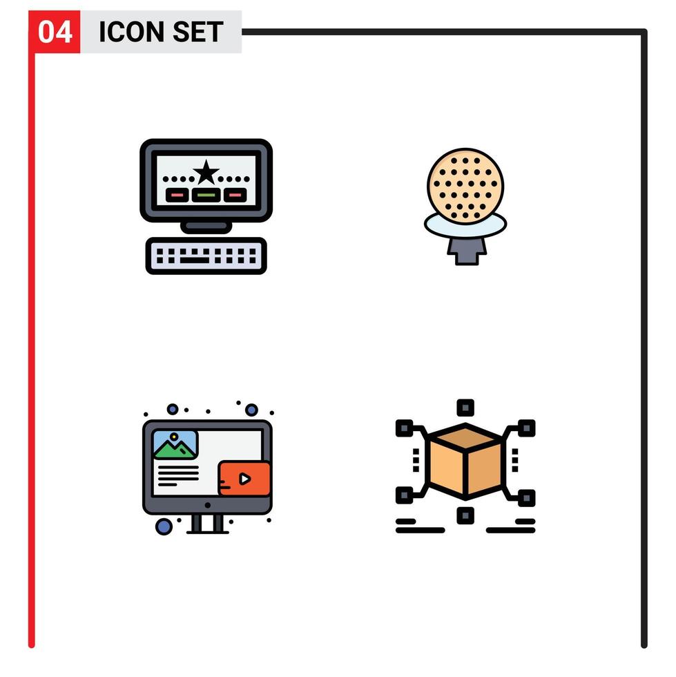 4 icônes créatives signes et symboles modernes de contenu informatique golf hôtel cube éléments de conception vectoriels modifiables vecteur