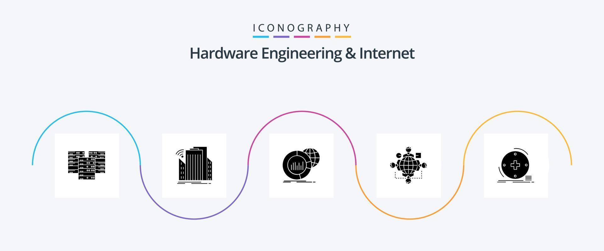 ingénierie matérielle et pack d'icônes Internet glyphe 5, y compris la logique. une fonction. intelligent. infographie. Les données vecteur