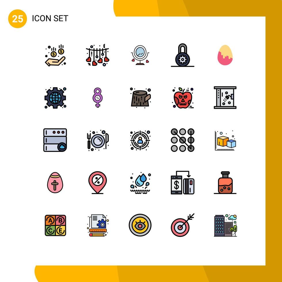 ensemble de 25 symboles d'icônes d'interface utilisateur modernes signes pour oeuf pâques amour décoration serrure éléments de conception vectoriels modifiables vecteur