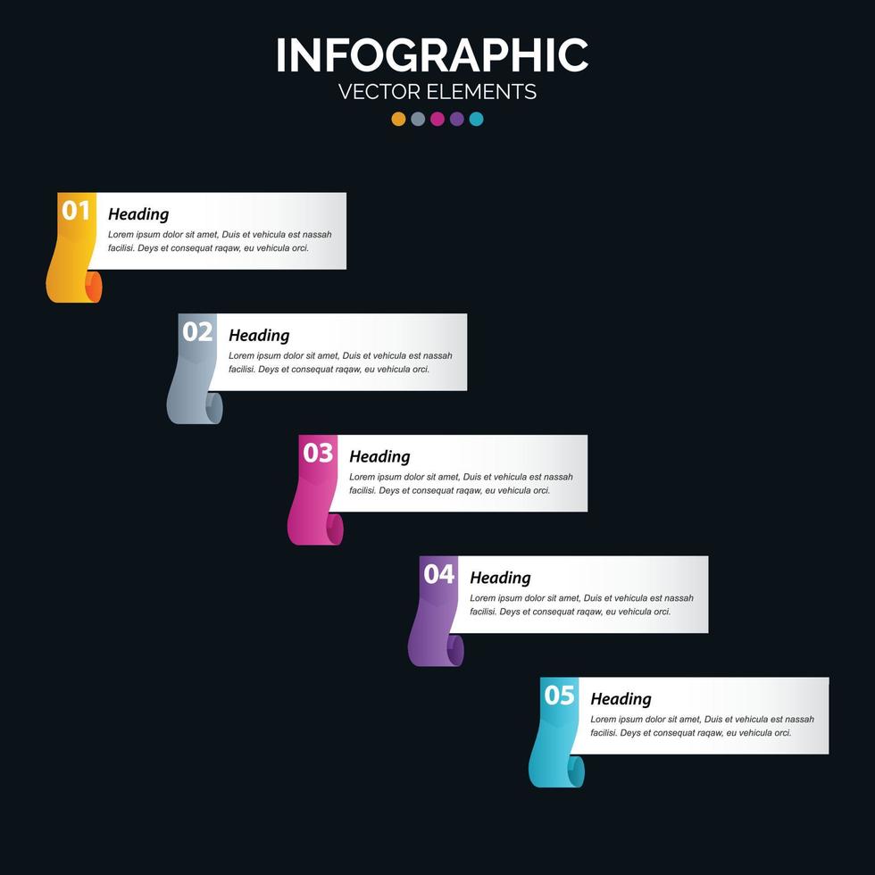 5 options infographie diagramme rapport annuel conception web étapes ou processus de concept d'entreprise vecteur