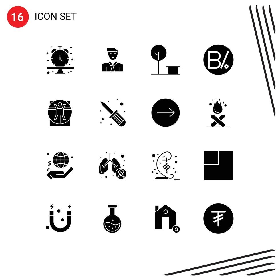 16 icônes créatives signes et symboles modernes de virtruvian panama avatar monnaie place éléments de conception vectoriels modifiables vecteur