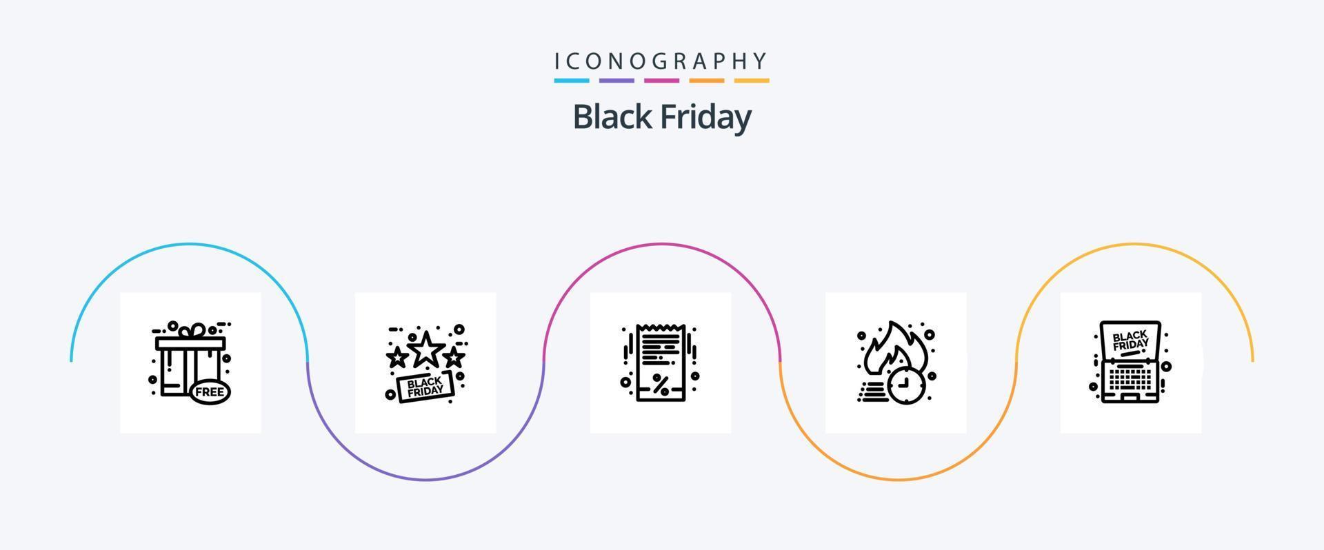 pack d'icônes de la ligne 5 du vendredi noir, y compris le vendredi. chaud. facture. remise. livraison gratuite vecteur