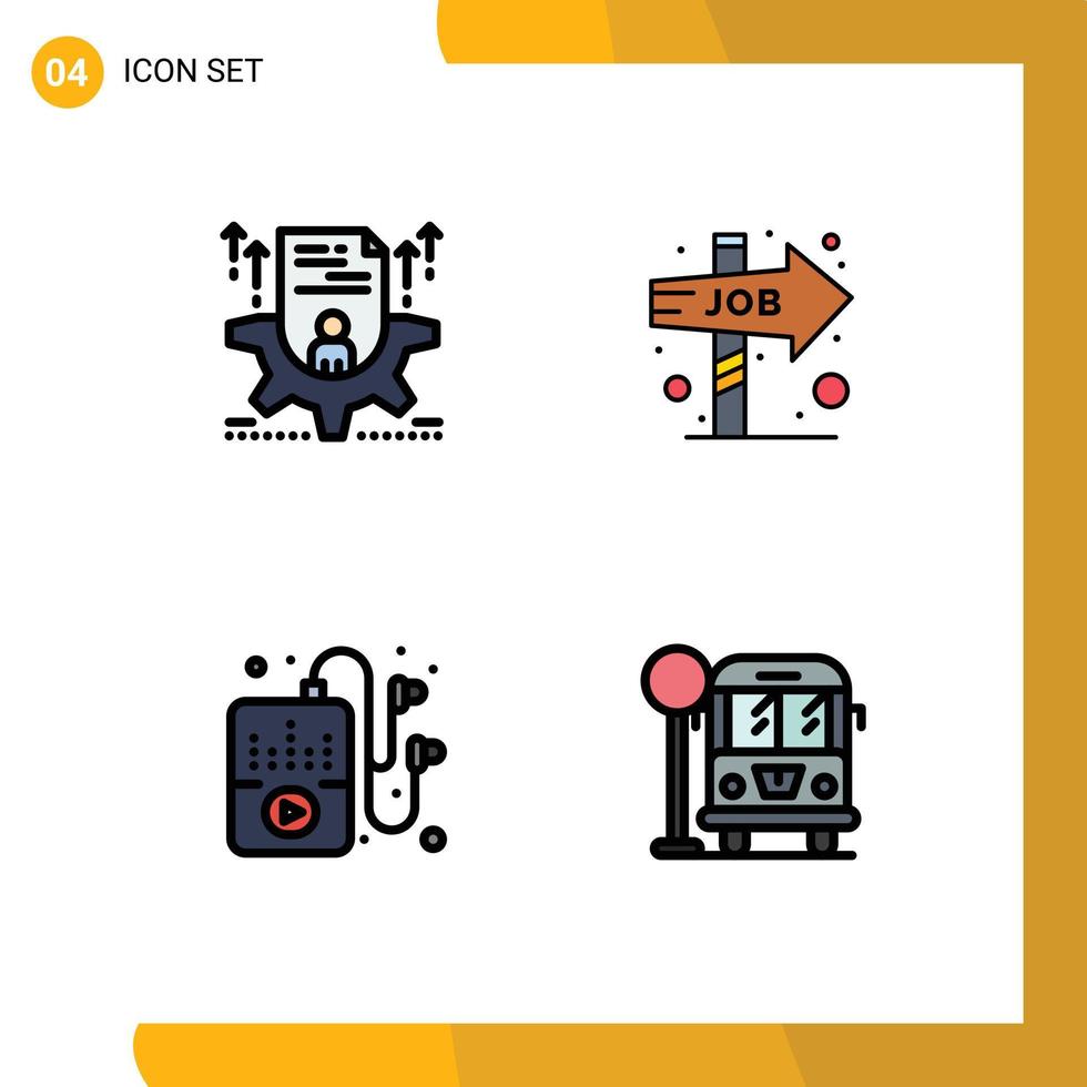 ensemble moderne de 4 couleurs et symboles plats remplis tels que reprendre les loisirs réglage choix musique éléments de conception vectoriels modifiables vecteur