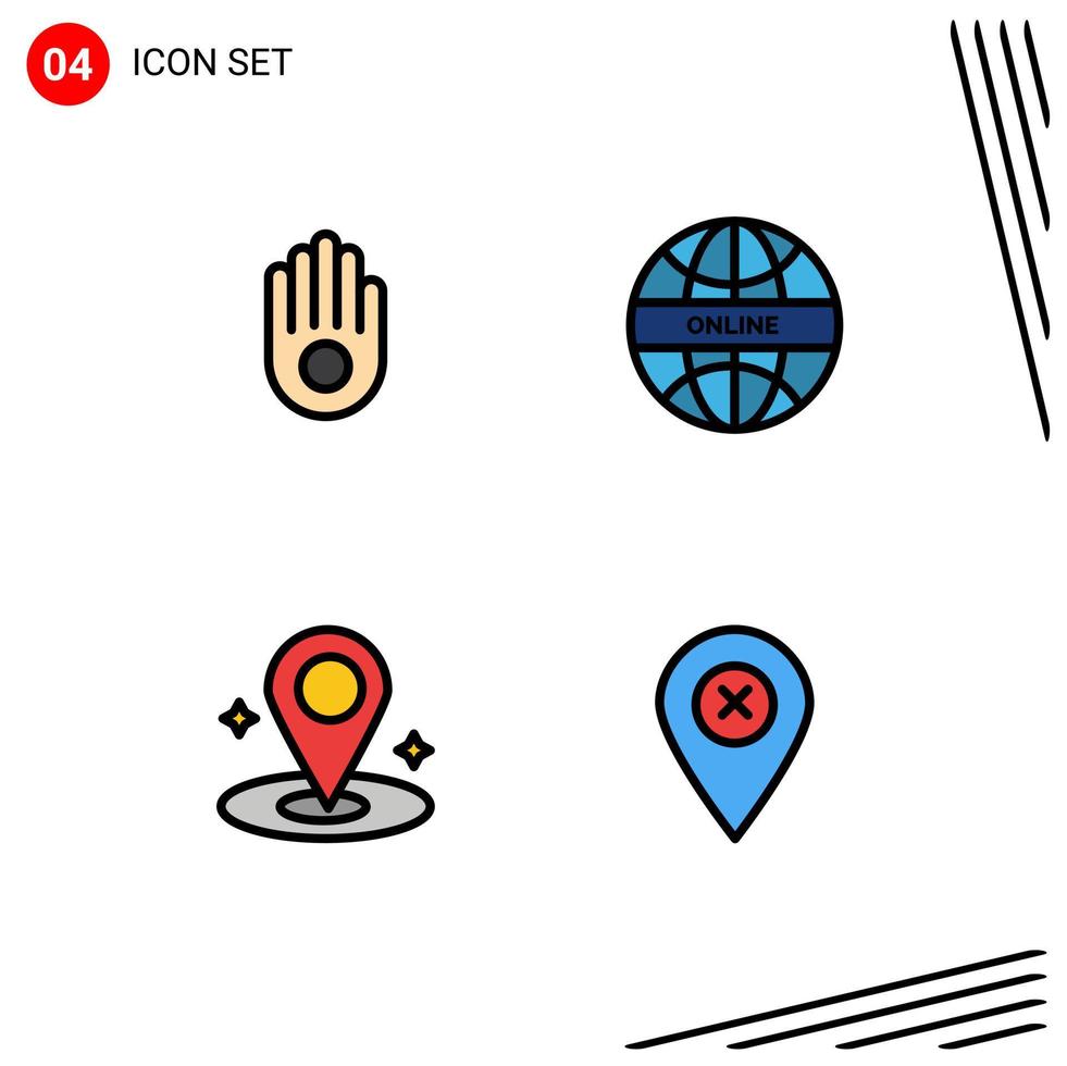 ensemble de 4 symboles d'icônes d'interface utilisateur modernes signes pour le lieu de geste carte du monde global éléments de conception vectoriels modifiables vecteur