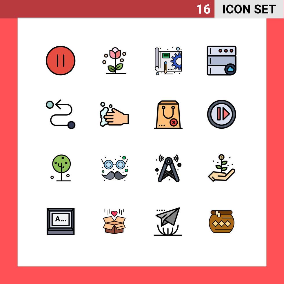16 icônes créatives signes et symboles modernes du serveur routier printemps base de données engrenage éléments de conception vectoriels créatifs modifiables vecteur