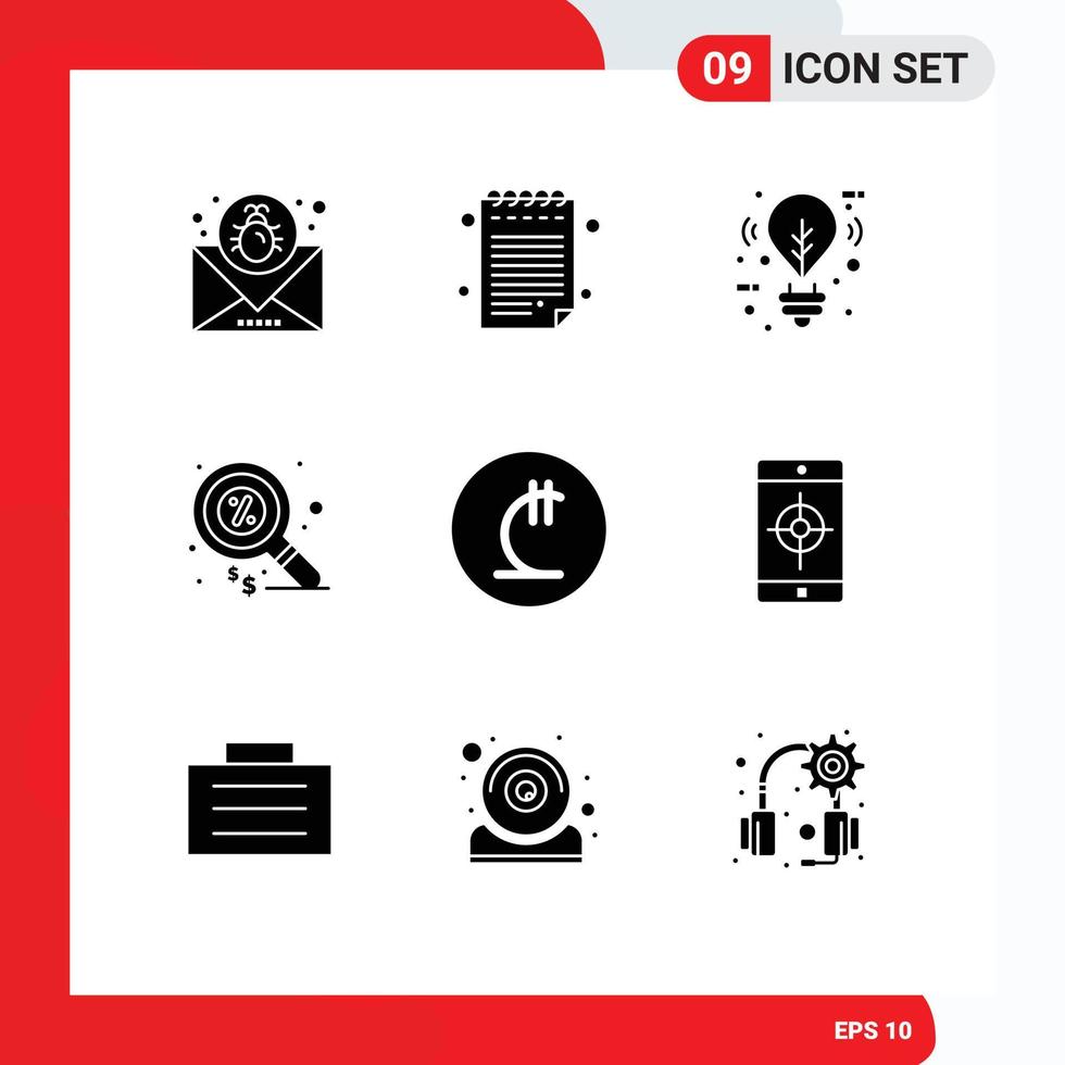 interface utilisateur pack de 9 glyphes solides de base de georgia lari eco money finance éléments de conception vectoriels modifiables vecteur