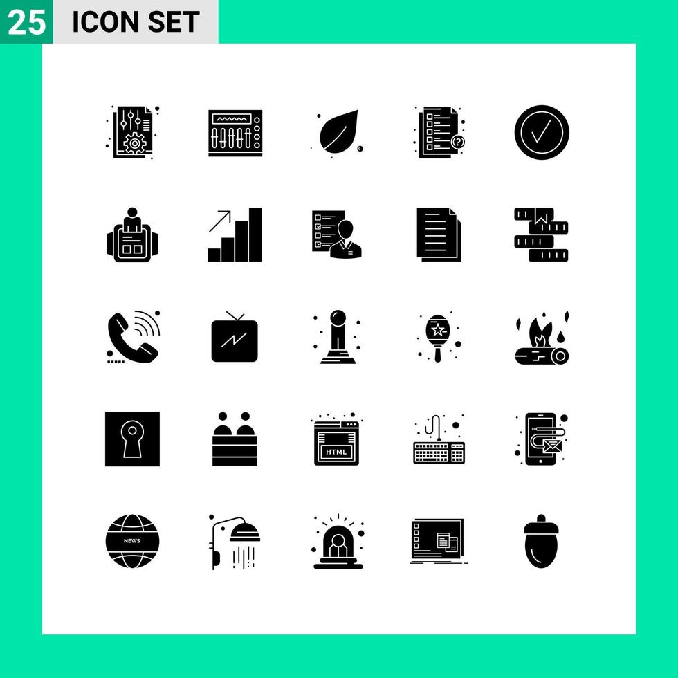 25 concept de glyphe solide pour les sites Web mobiles et les applications vérifiées message parti aide printemps éléments de conception vectoriels modifiables vecteur