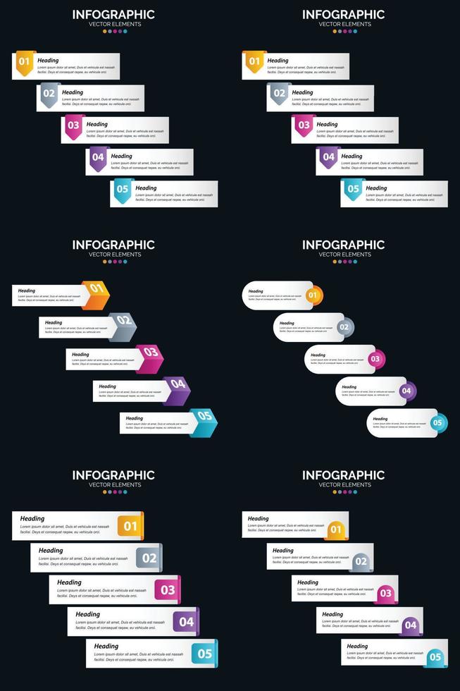 ajoutez une touche professionnelle à votre présentation d'entreprise avec le pack d'infographies vectorielles 6 vecteur