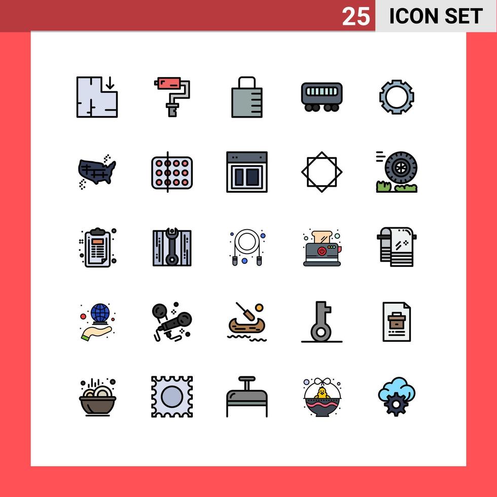 ensemble de 25 symboles d'icônes d'interface utilisateur modernes signes pour les états-unis vecteur
