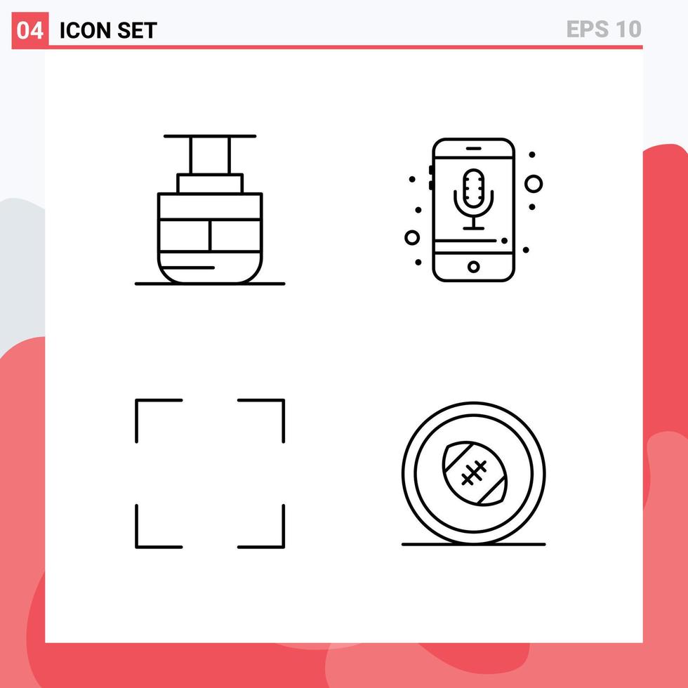 pack de 4 signes et symboles modernes de couleurs plates remplies pour les supports d'impression Web tels que les éléments de conception vectoriels modifiables de l'écran du téléphone pour les véhicules complets vecteur