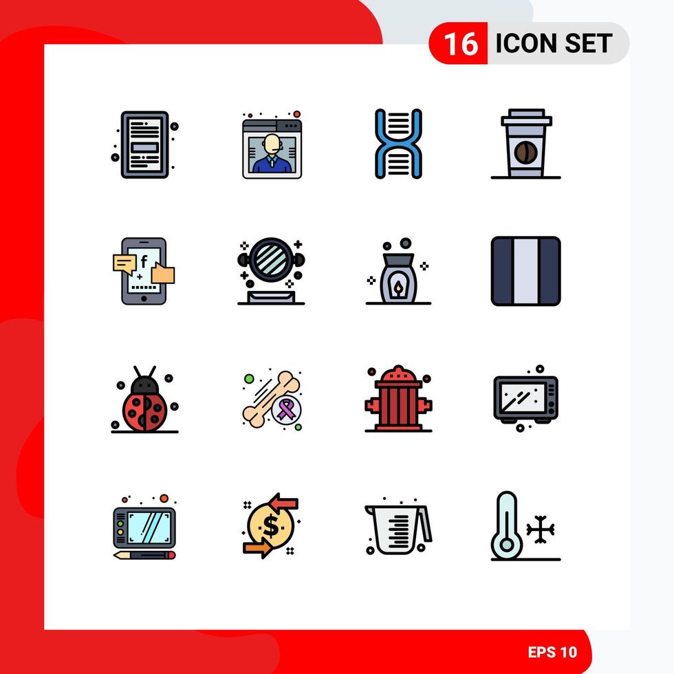 ensemble de 16 symboles d'icônes d'interface utilisateur modernes signes pour la promotion des boissons support café physique éléments de conception vectoriels créatifs modifiables vecteur