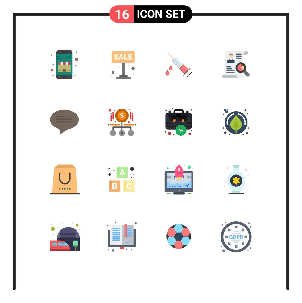 groupe de 16 signes et symboles de couleurs plates pour la recherche cv à vendre portefeuille médicament modifiable pack d'éléments de conception de vecteur créatif