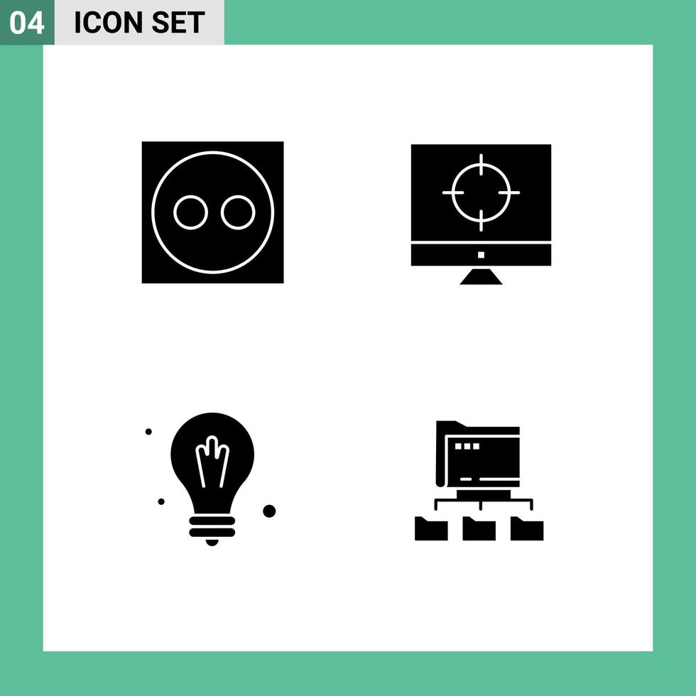 4 icônes créatives signes et symboles modernes des affaires de la science du cordon ciblant des dossiers éléments de conception vectoriels modifiables vecteur