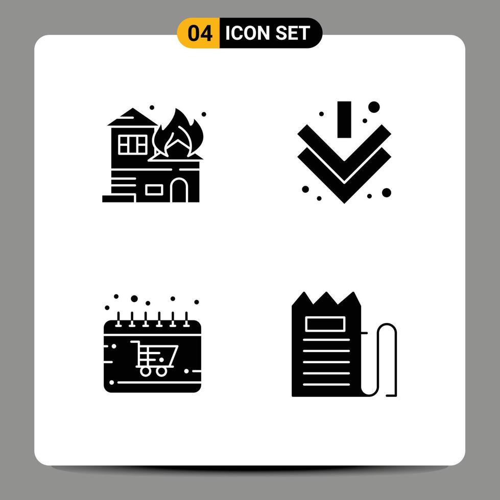 4 icônes créatives signes et symboles modernes de l'architecture cyber maison boutique complète éléments de conception vectoriels modifiables vecteur