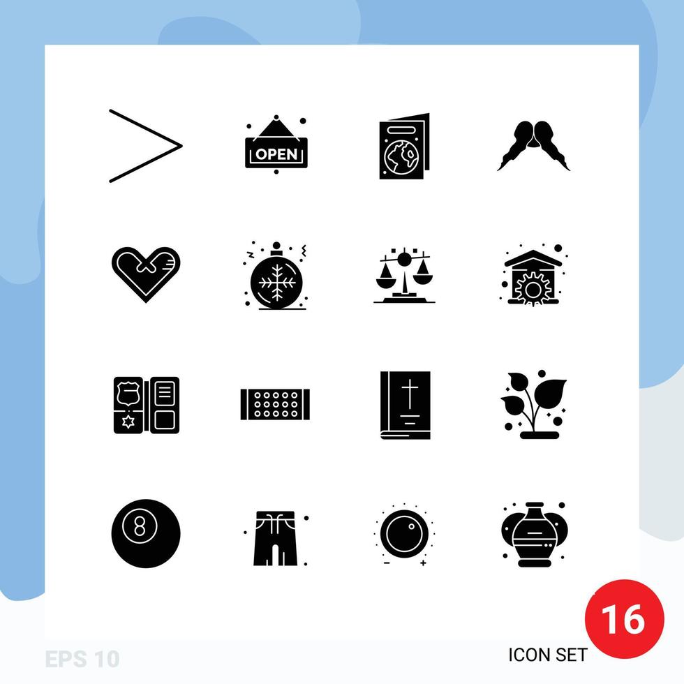 symboles d'icônes universels groupe de 16 glyphes solides modernes de livre d'amour cadeau coeur éléments de conception vectoriels modifiables masculins vecteur