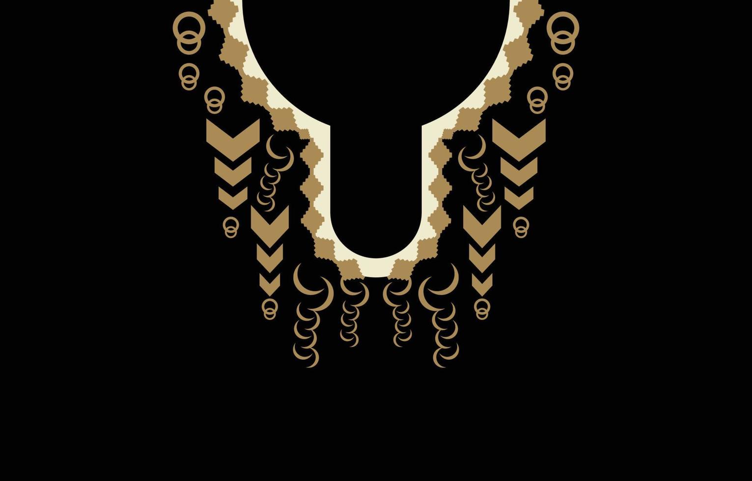 collier géométrique motif ethnique traditionnel. conception de broderie tribale pour les femmes de la mode. motif de décoration de chemise et de vêtements. illustration vectorielle sur fond noir. vecteur