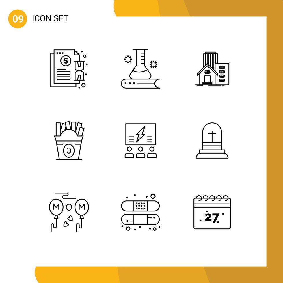 groupe de 9 contours des signes et des symboles pour la nourriture frise science bureau de connaissances réels éléments de conception vectoriels modifiables vecteur
