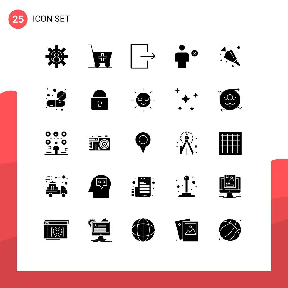 ensemble de 25 symboles d'icônes d'interface utilisateur modernes signes pour la sortie de la carotte végétale moins supprimer les éléments de conception vectoriels modifiables vecteur