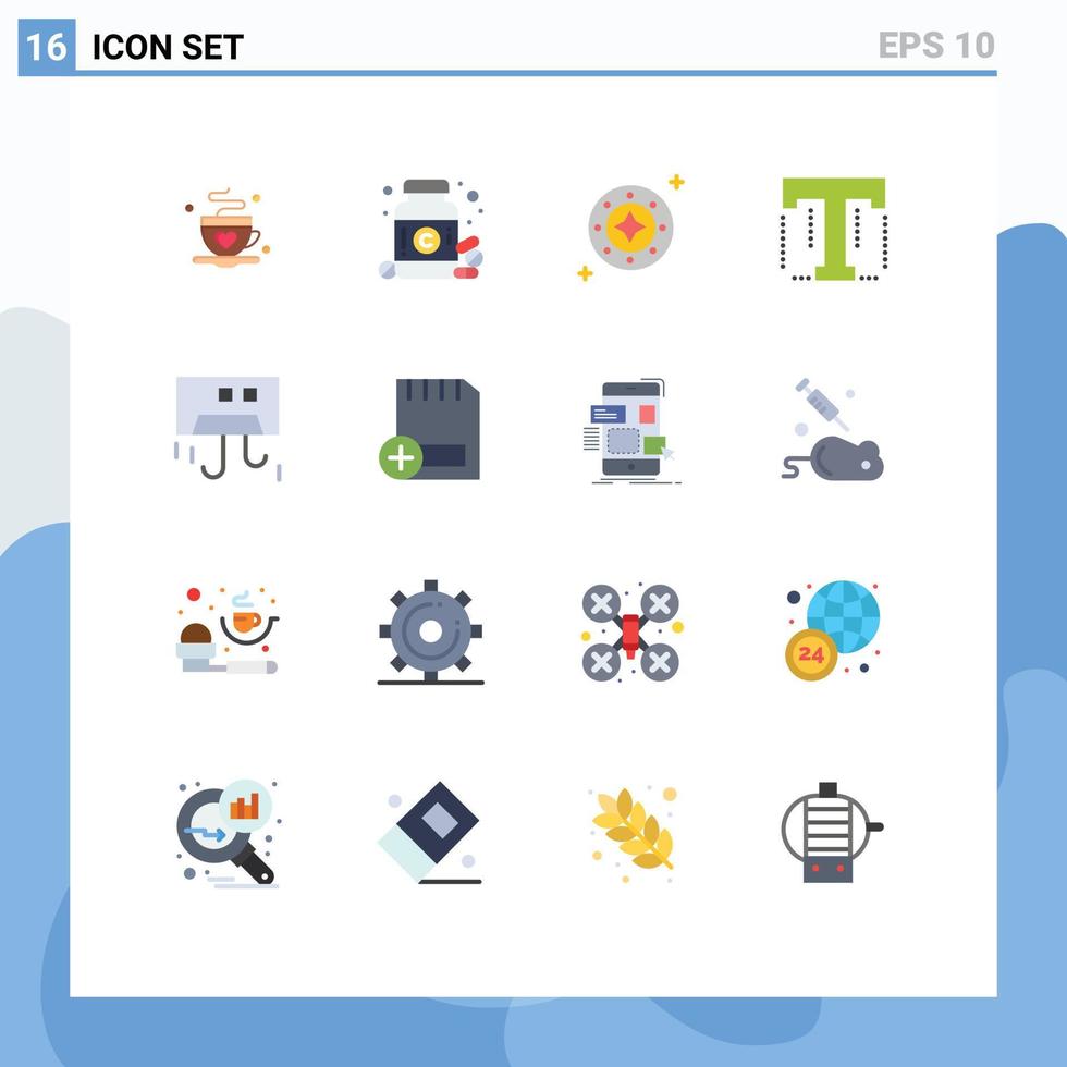 interface mobile couleur plate ensemble de 16 pictogrammes de texte de concepteur cosmos font star pack modifiable d'éléments de conception de vecteur créatif
