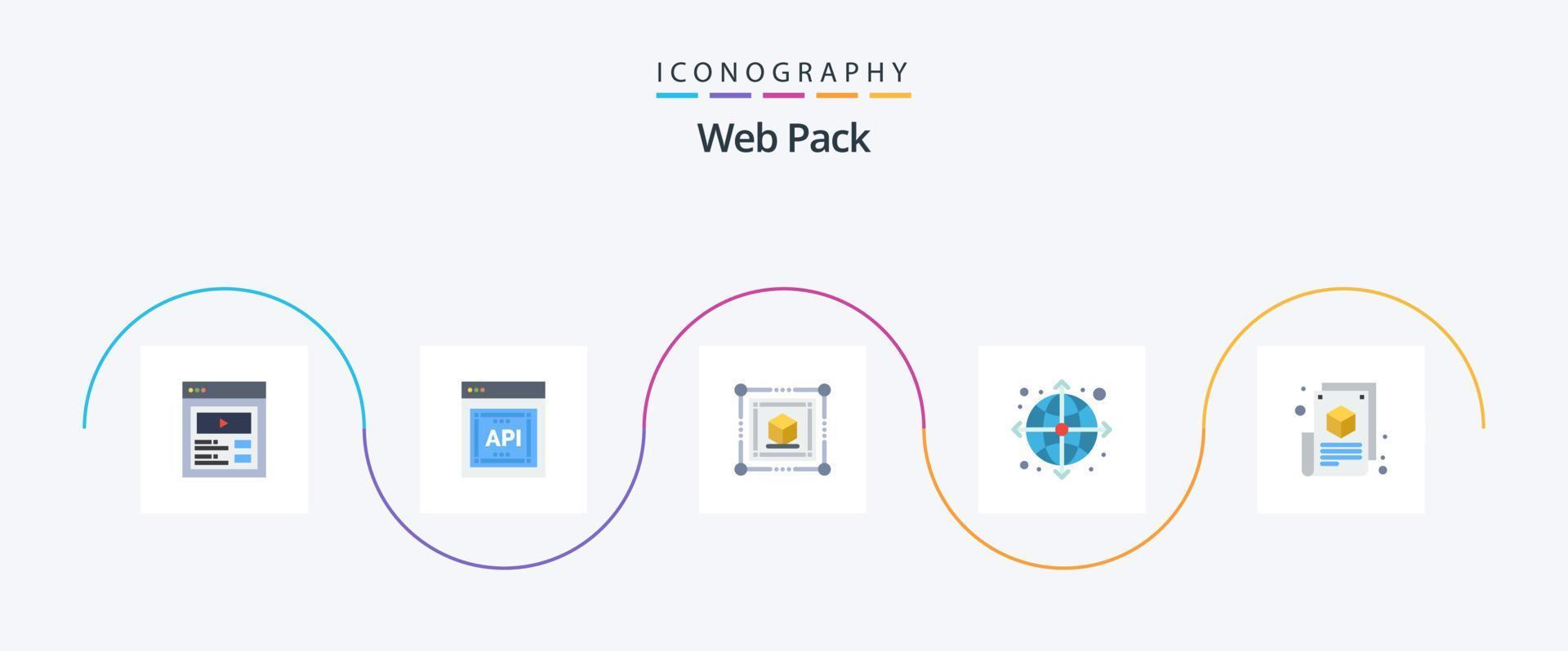 pack web flat 5 pack d'icônes comprenant un blogueur. la toile. 3d. l'Internet. La Flèche vecteur