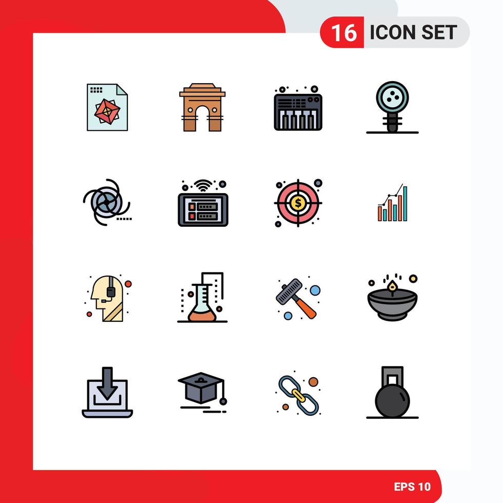 16 interface utilisateur pack de lignes remplies de couleurs plates de signes et symboles modernes d'apprentissage des connaissances srilanka éducation son éléments de conception vectoriels créatifs modifiables vecteur