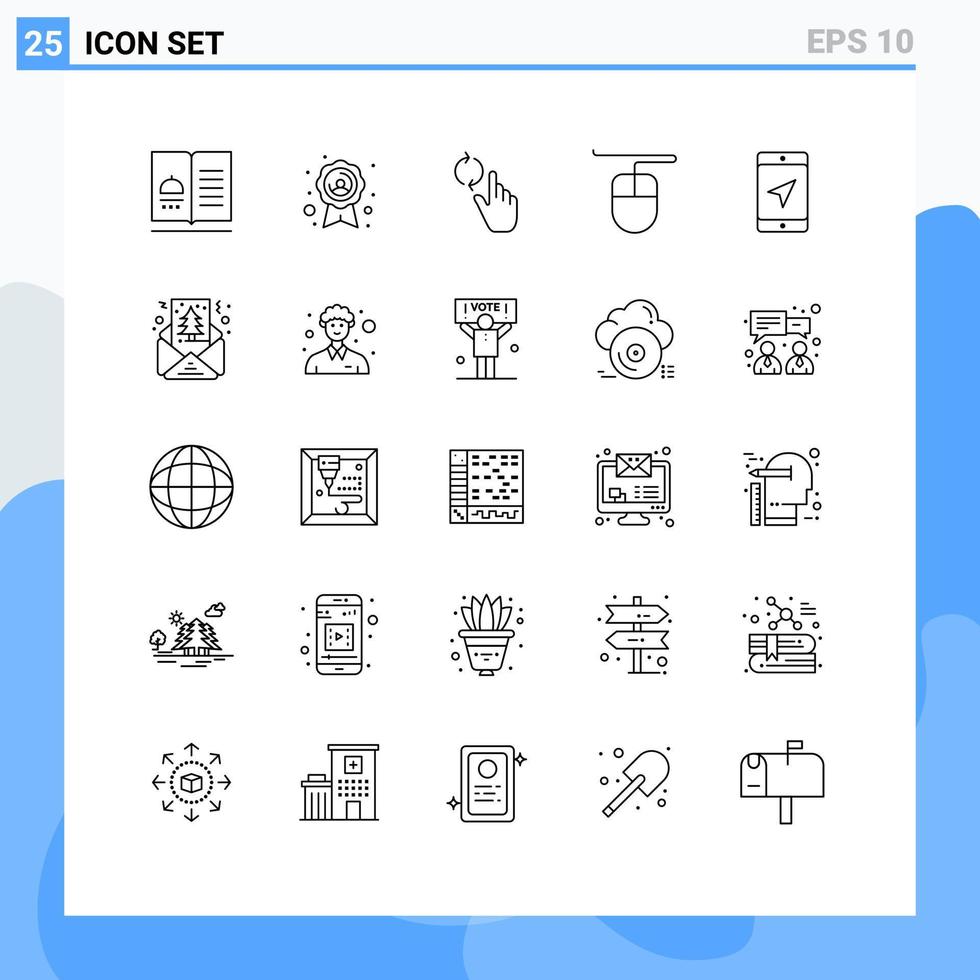 ensemble de 25 symboles d'icônes d'interface utilisateur modernes signes pour l'emplacement du service doigt matériel mobile éléments de conception vectoriels modifiables vecteur