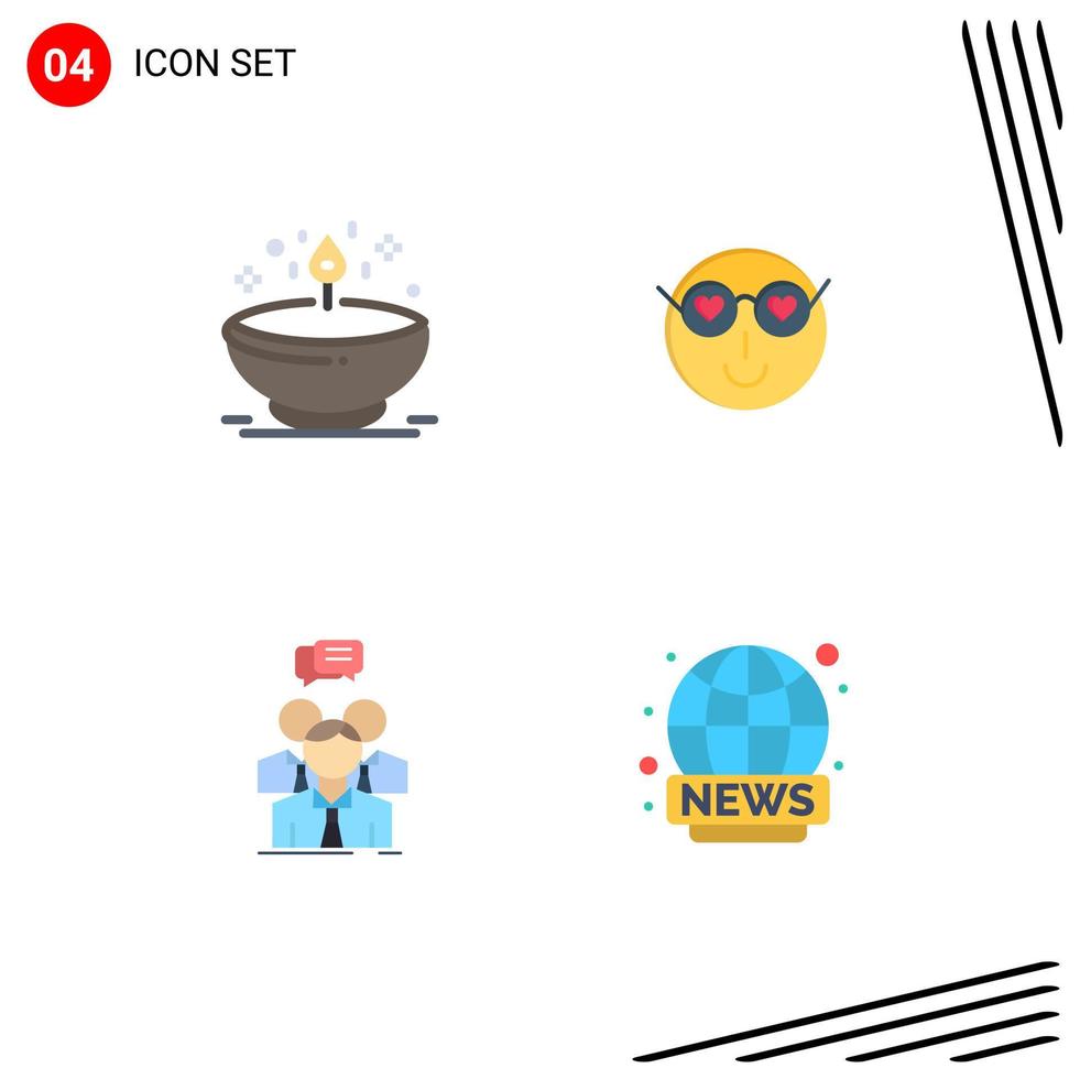 ensemble de 4 symboles d'icônes d'interface utilisateur modernes signes pour l'utilisateur diya lueur emoji entreprise éléments de conception vectoriels modifiables vecteur