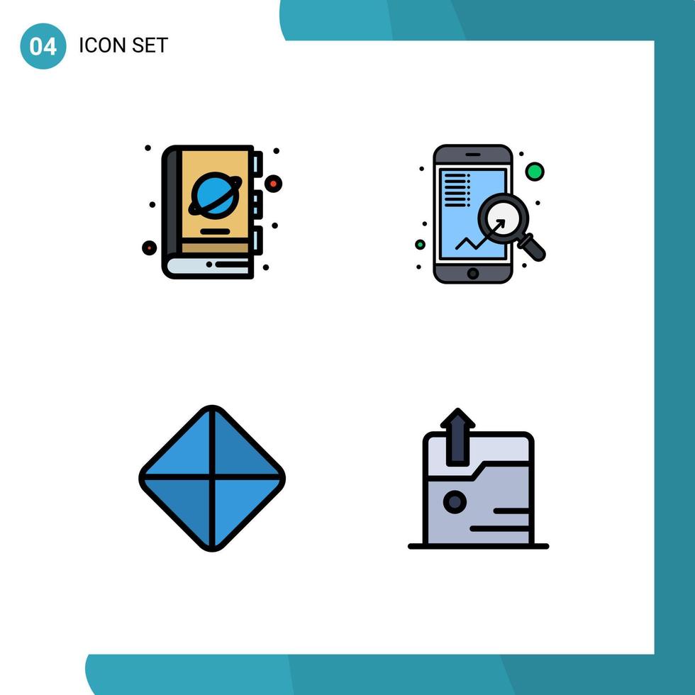 ensemble de 4 symboles d'icônes d'interface utilisateur modernes signes pour livre pilule science mobile viagra éléments de conception vectoriels modifiables vecteur