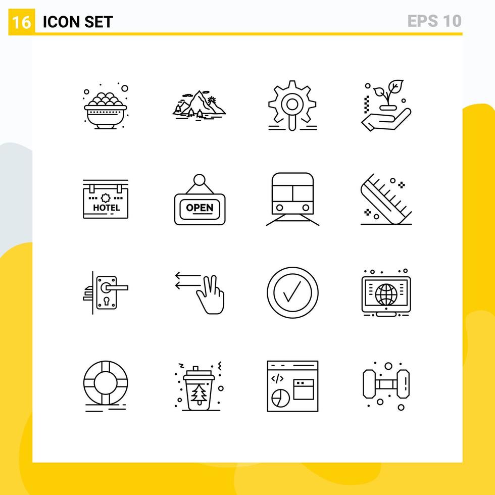 pack d'icônes vectorielles stock de 16 signes et symboles de ligne pour la scène de feuille d'hôtel recherche à la main éléments de conception vectoriels modifiables vecteur