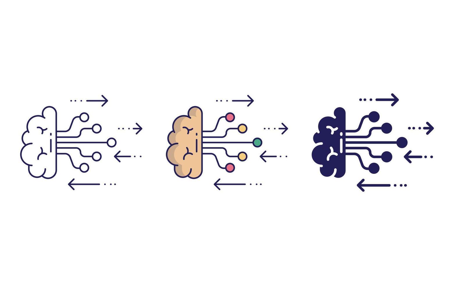 cerveau, icône de la technologie ai vecteur