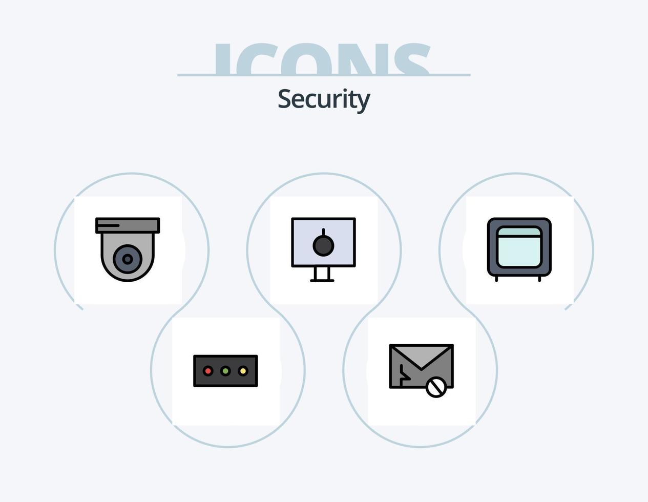 pack d'icônes rempli de ligne de sécurité 5 conception d'icônes. espionner. appareil photo. avoir pour but. Sécurité. serrure vecteur