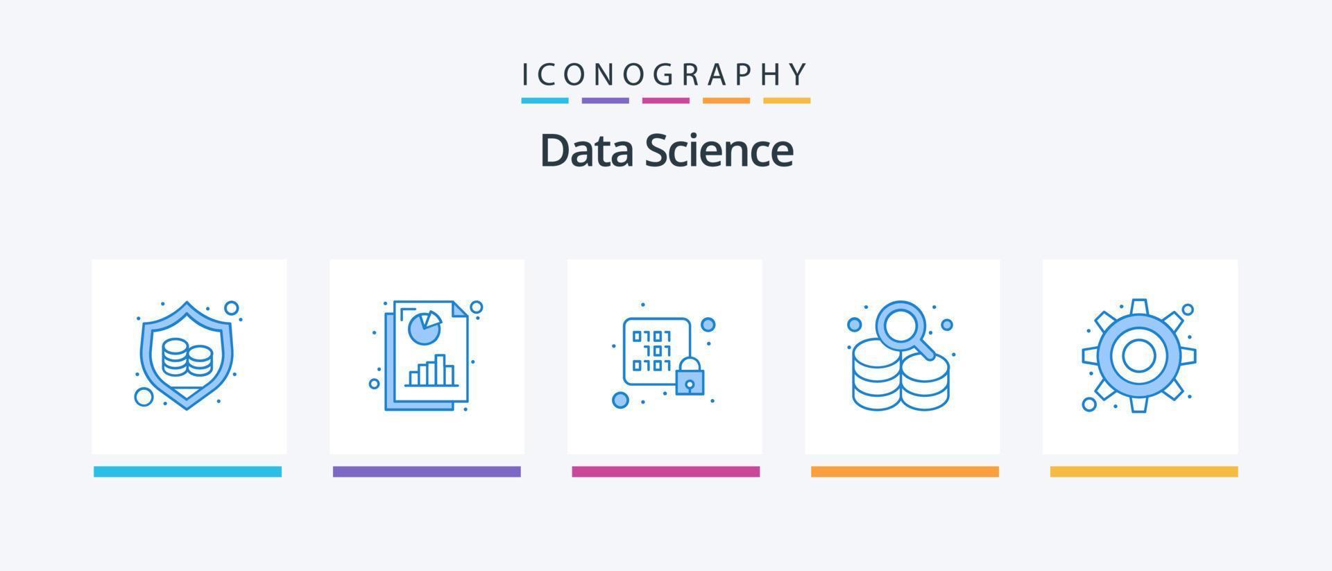 pack d'icônes data science blue 5 comprenant une roue dentée. récupération. base de données. lecteur. serveur. conception d'icônes créatives vecteur