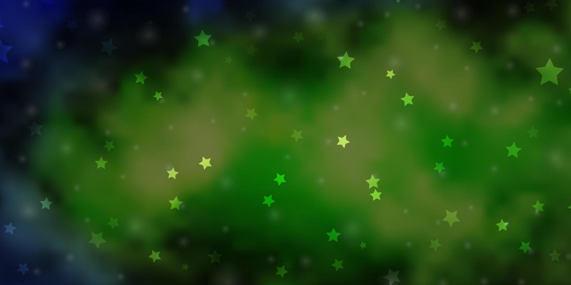 modèle vectoriel bleu clair et vert avec des étoiles au néon.