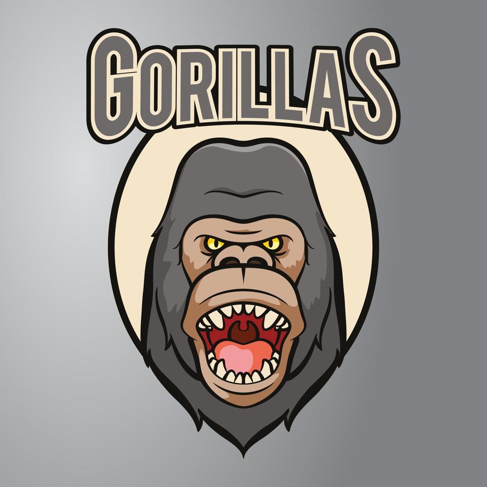 tête de gorille logo en colère vecteur