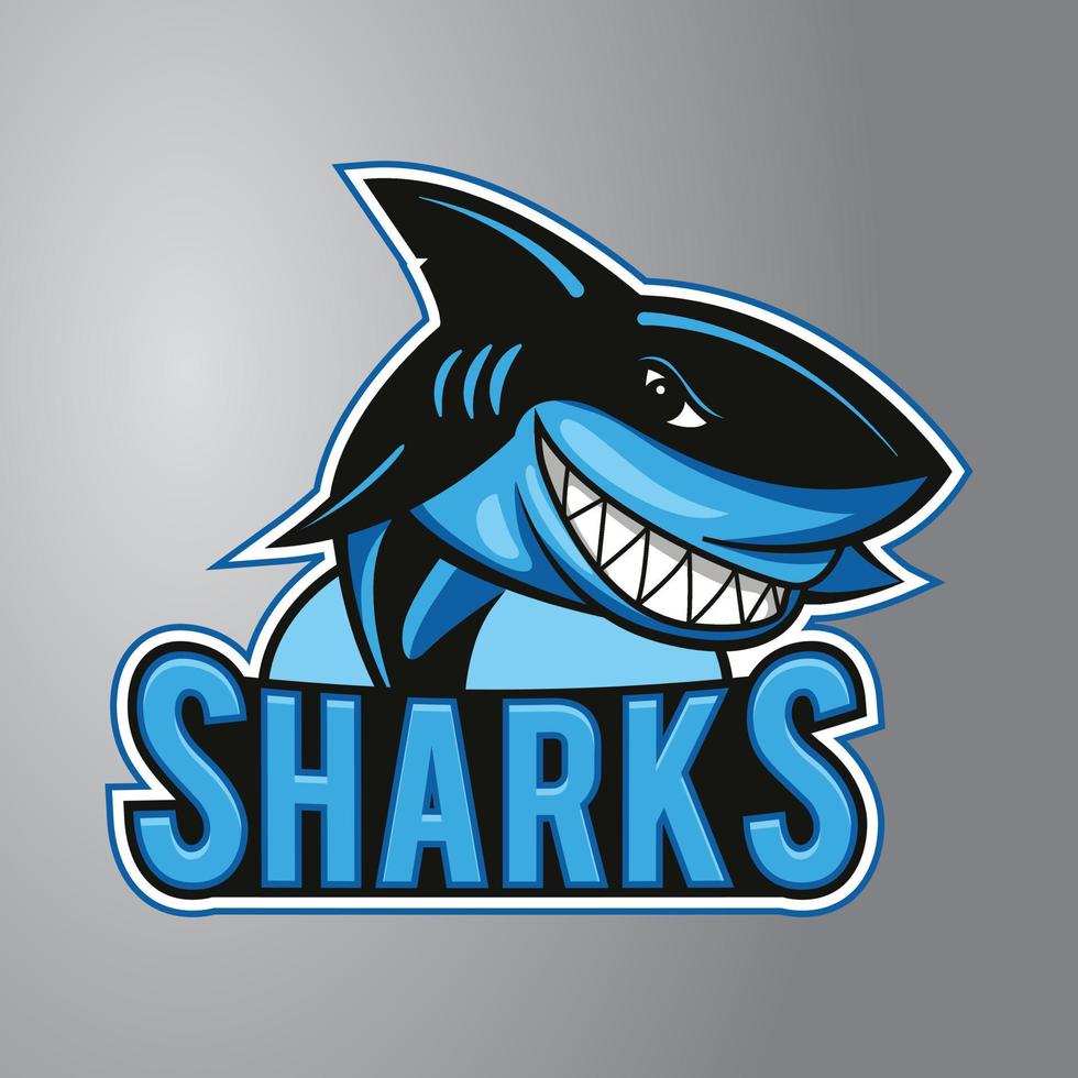 logo mascotte requin bleu vecteur