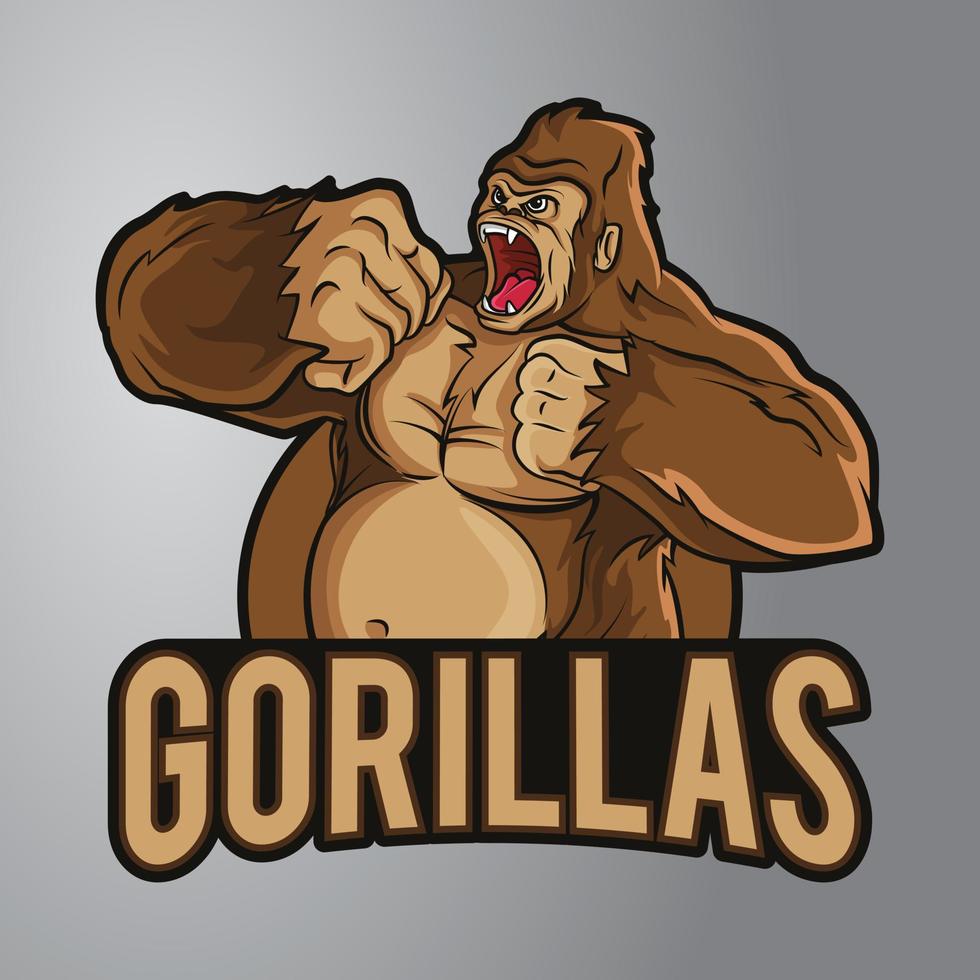 logo de mascotte de gorille en colère vecteur