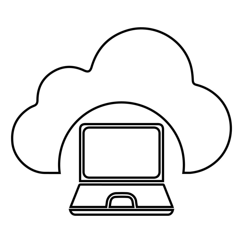 icône nuage, informatique, ordinateur portable vecteur