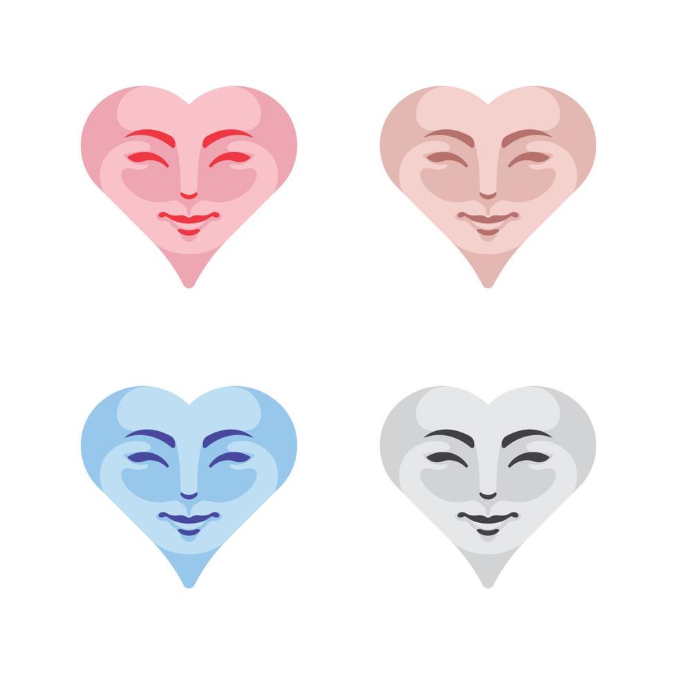 la conception de vecteur de visage de coeur, le visage de femme dans le vecteur de coeur peut être utilisé pour l'autocollant, le logo, l'habillement ou la marchandise.