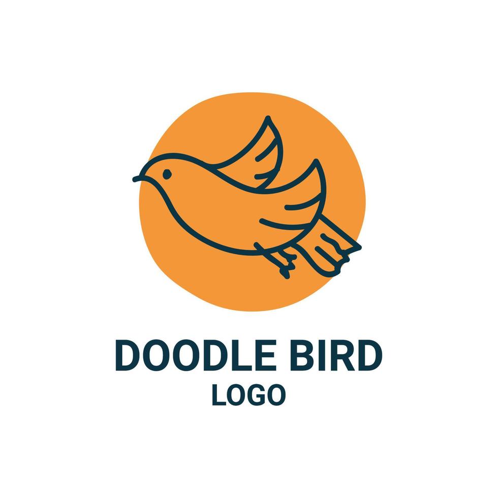 Élément de conception de logo vectoriel oiseau doodle mignon