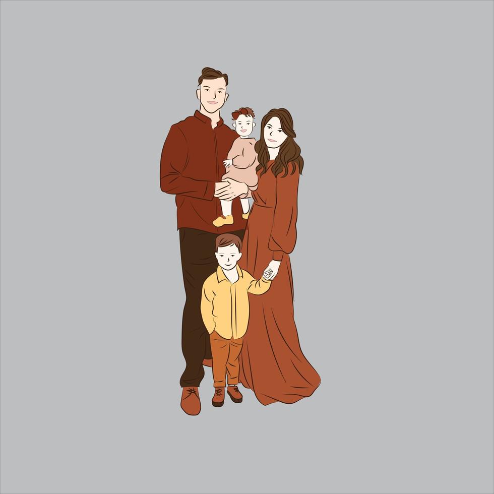 conception humaine sur fond gris, famille heureuse. illustration vectorielle. vecteur