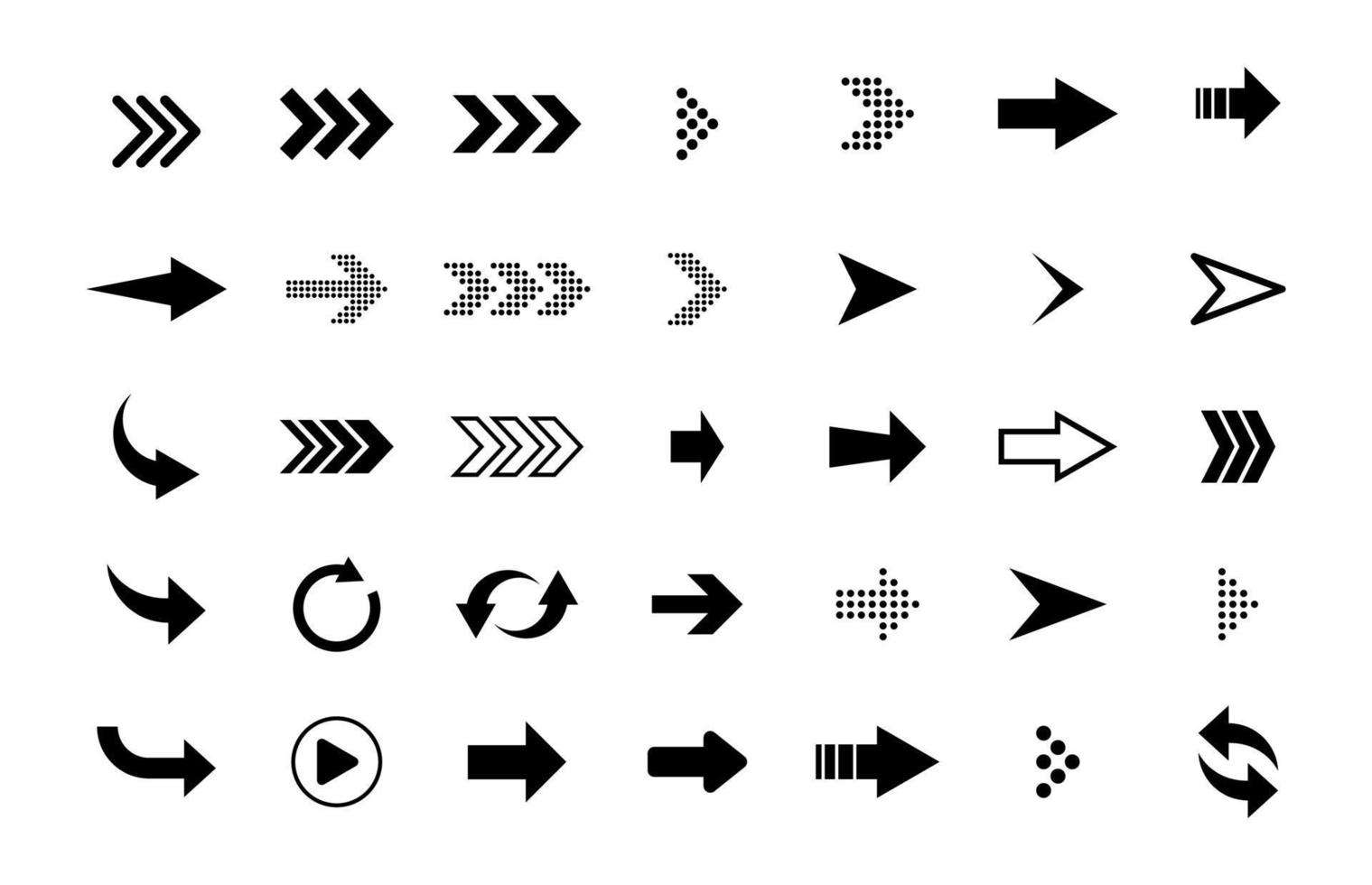 ensemble d'icônes de flèche noire. matériel d'icône pour diverses flèches vecteur