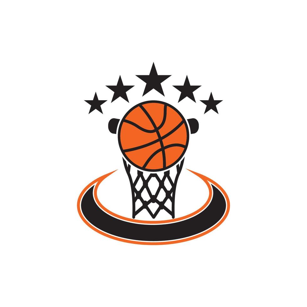 modèle de logo d'illustration vectorielle d'icône de panier de basket-ball. vecteur